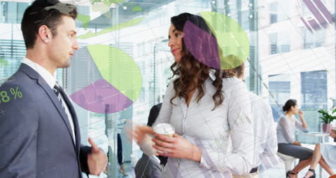 Business Team Collaborating with Animated Data Visualization