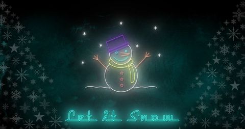 Festive Snowman with Neon 'Let It Snow' Greeting