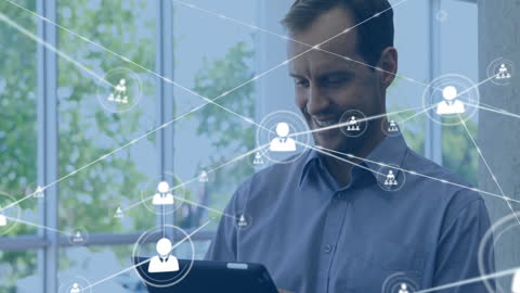 Business Professional Using Tablet with Digital Network Concept