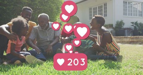 Happy African American Family with Social Media Icons Overlay - Download Free Stock Images Pikwizard.com