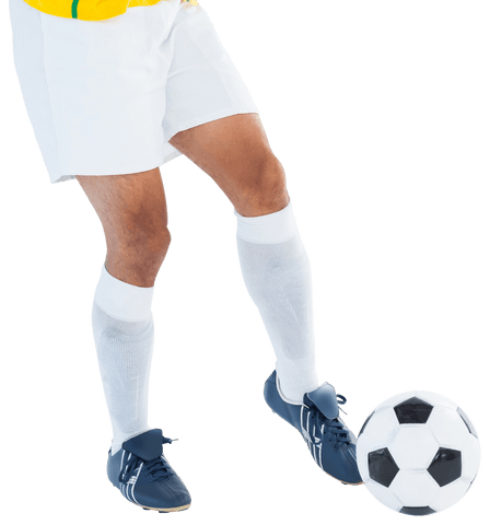 Transparent Low Section of Footballer with Football