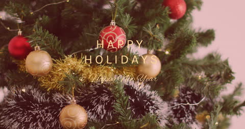 Festive Christmas Tree With Holiday Greetings