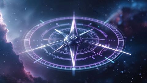 Futuristic Holographic Compass Rose in Deep Space - Download Free Stock Images Pikwizard.com