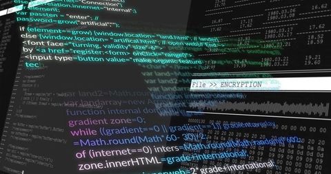 Abstract Digital Encryption Code on Screen with Security Interface