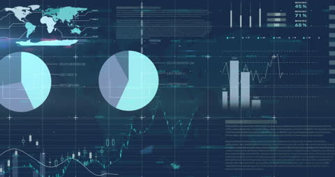 Digital Graphs and World Map with Data Network Overlay
