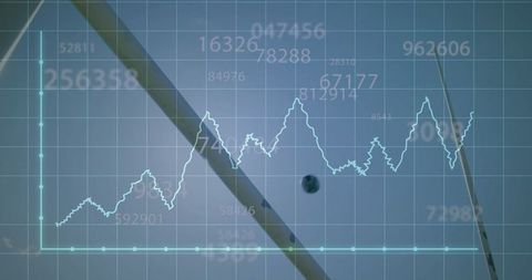 Futuristic data chart overlay with digital grid interface