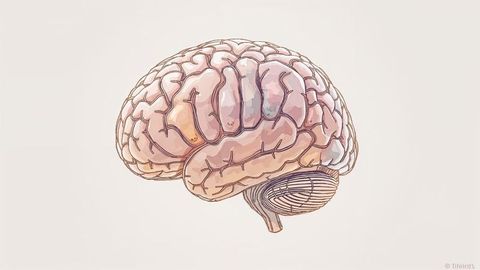 Detailed illustration of the right hemisphere of human brain