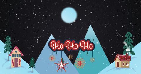 Festive Winter Wonderland with 'Ho Ho Ho' Text - Download Free Stock Images Pikwizard.com