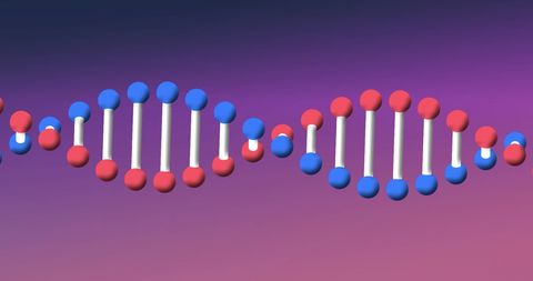 3D DNA Strand on Vibrant Purple Gradient Background