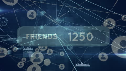 Animation Showing Digital Data Network with Social Connections
