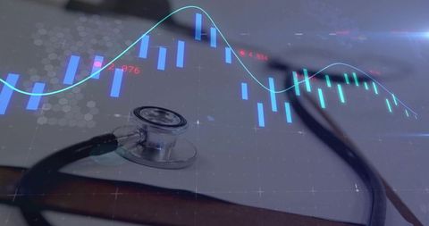 Futuristic Healthcare Data Analytics Concept with Stethoscope