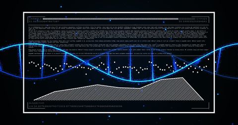 Futuristic DNA Helix with Digital Interface Elements - Download Free Stock Images Pikwizard.com