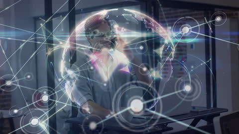 Digital Communication Concept with Connected Network and Globe Overlay