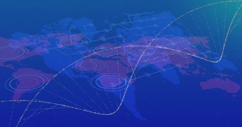 Digital DNA Strand Over Global Network and World Map Interface