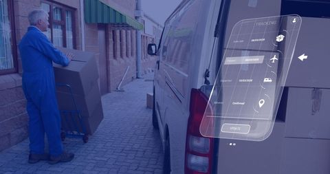 Futuristic Delivery Service with Digital Tracking Interface