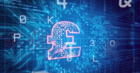 Digital Pound Symbol with Circuit Board Background - Download Free Stock Images Pikwizard.com