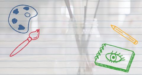 Colorful Art Education Icons over Neutral Background