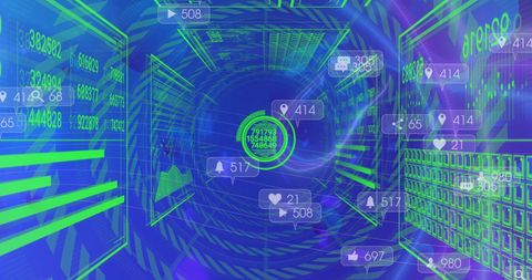 Futuristic Digital Data Stream with Social Media Icons - Download Free Stock Images Pikwizard.com