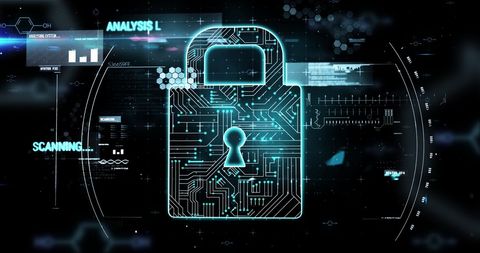 Digital Lock and Cybersecurity Interface with Data Encryption Theme - Download Free Stock Images Pikwizard.com
