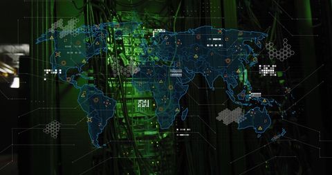 Global Network Data Points in Futuristic Server Room - Download Free Stock Images Pikwizard.com