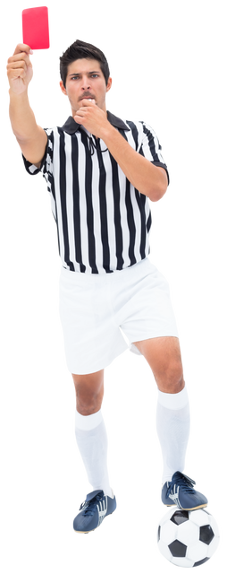 Transparent Referee Holding Red Card Blowing Whistle Football Game Scene - Download Free Stock Videos Pikwizard.com