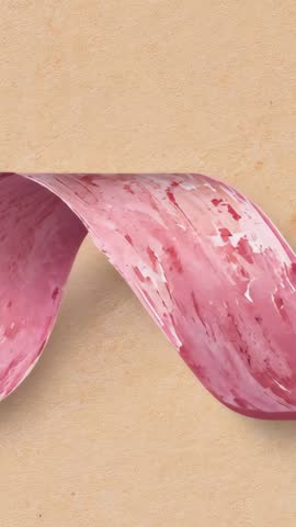 Sliding pink marbled ribbon looping into S-shape vertical motion loop for modern design