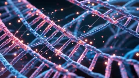 Futuristic DNA Double Helix with Luminescent Particles