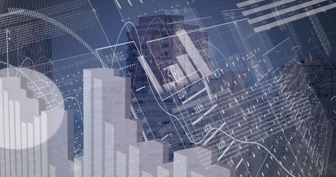 Data Processing Over Cityscape with Digital Overlay - Download Free Stock Images Pikwizard.com