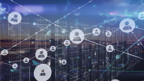 Conceptual Network Interface Over Cityscape Reflecting Connectivity