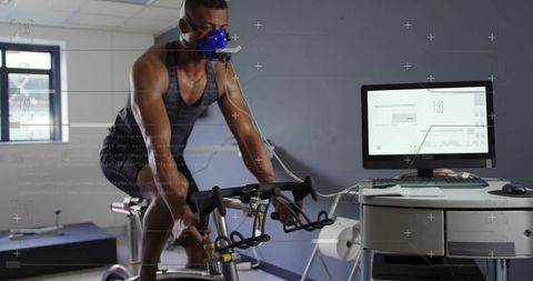 Athlete enhancing physical performance in sports laboratory