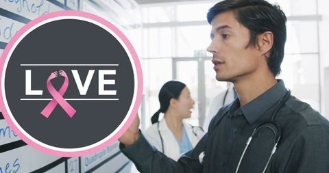 Diverse Healthcare Professionals Supporting Breast Cancer Awareness