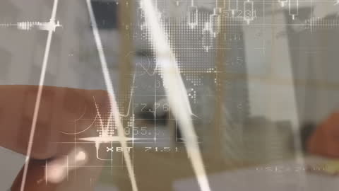 Financial Data Processing Visualized Over Businessman in Office