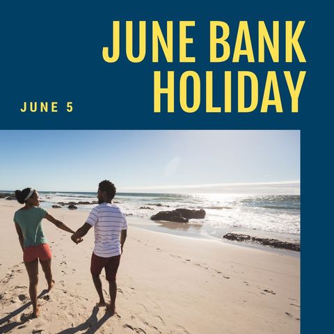 couple walking on beach for june bank holiday getaway - Download Free Stock Templates Pikwizard.com