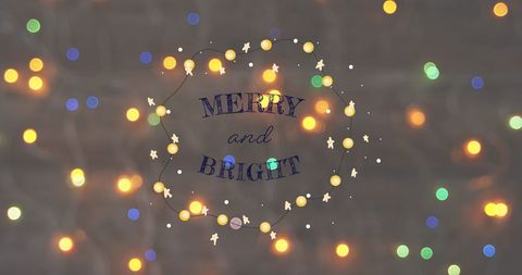 festive string lights with merry and bright greeting - Download Free Stock Images Pikwizard.com