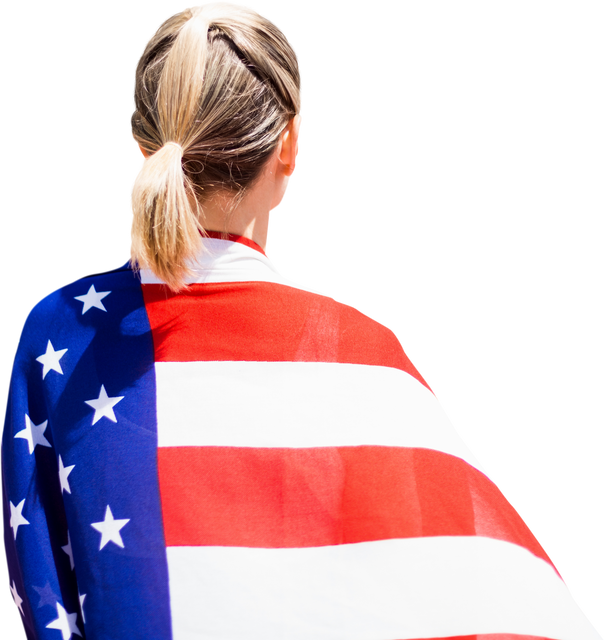 Young Woman Draped in American Flag on Transparent Background - Download Free Stock Videos Pikwizard.com