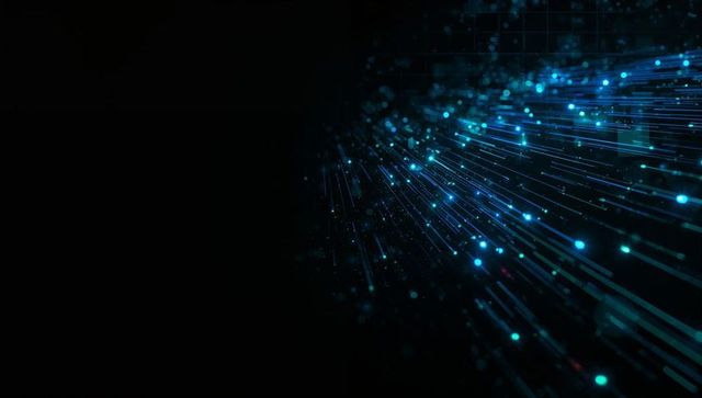 Abstract Cyber Light Streaks and Particles on Dark Background