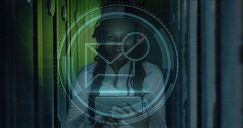 cybersecurity engineer monitors server data with tablet - Download Free Stock Images Pikwizard.com
