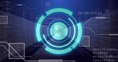 Futuristic Holographic Interface with Digital Overlays and Neon Effect