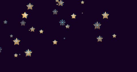 Golden Stars in Dark Night Sky for Abstract Background