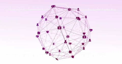 Abstract Digital Globe with Network Icons on Pink Background - Download Free Stock Images Pikwizard.com