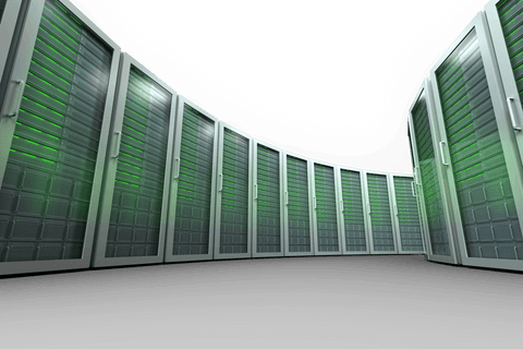 Digital Transparent Server Room with Green Lighting in Curve Formation - Download Free Stock Videos Pikwizard.com