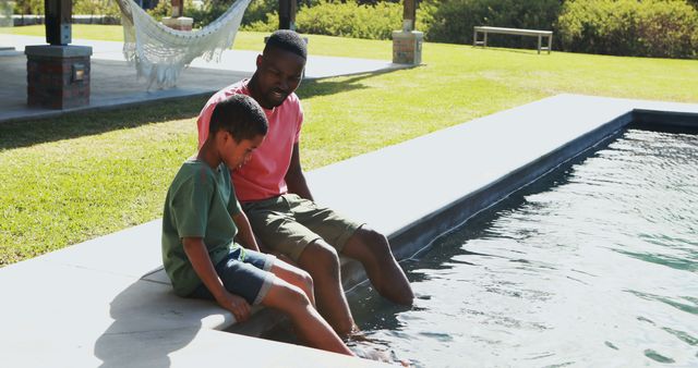 Father and Son Healing Emotional Wounds at Swimming Pool - Download Free Stock Images Pikwizard.com