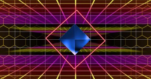Futuristic geometric shape in rhombus grid art
