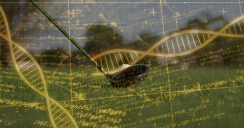 Golf driver meeting ball blending biomechanics, dna visualization and analytics