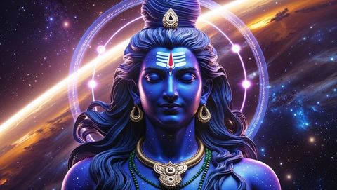 Serene Cosmic Deity Meditating in Astral Realm