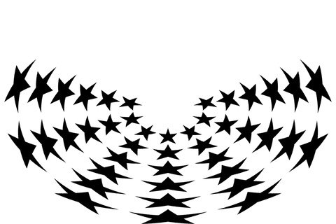 Abstract black stars pattern on transparent background