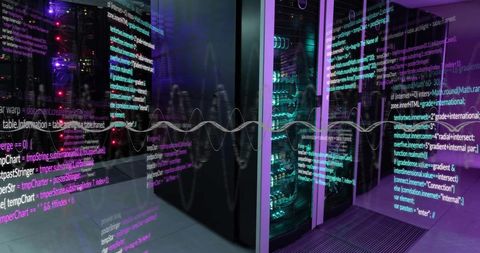 Data Processing Interface Over Networking Server Room - Download Free Stock Images Pikwizard.com