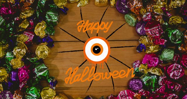 Happy Halloween Greeting with Assorted Halloween Candy - Download Free Stock Images Pikwizard.com