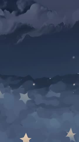 Looping Vertical Dreamscape: Misty Cloud Layers Drifting With Pale Golden Stars & Sparkles