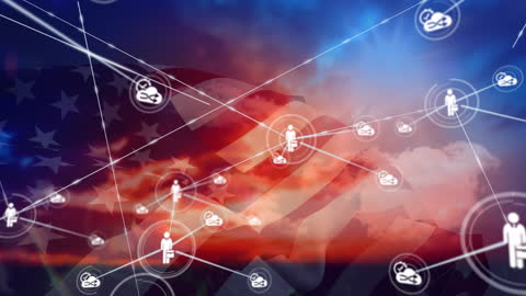 Digital Communication Network over American Flag Concept